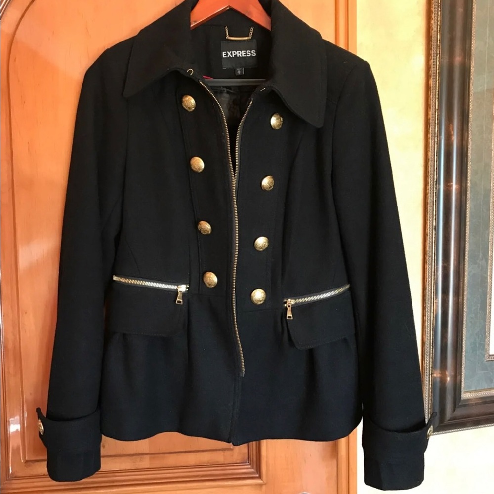 Express Black Military Look Coat Jacket